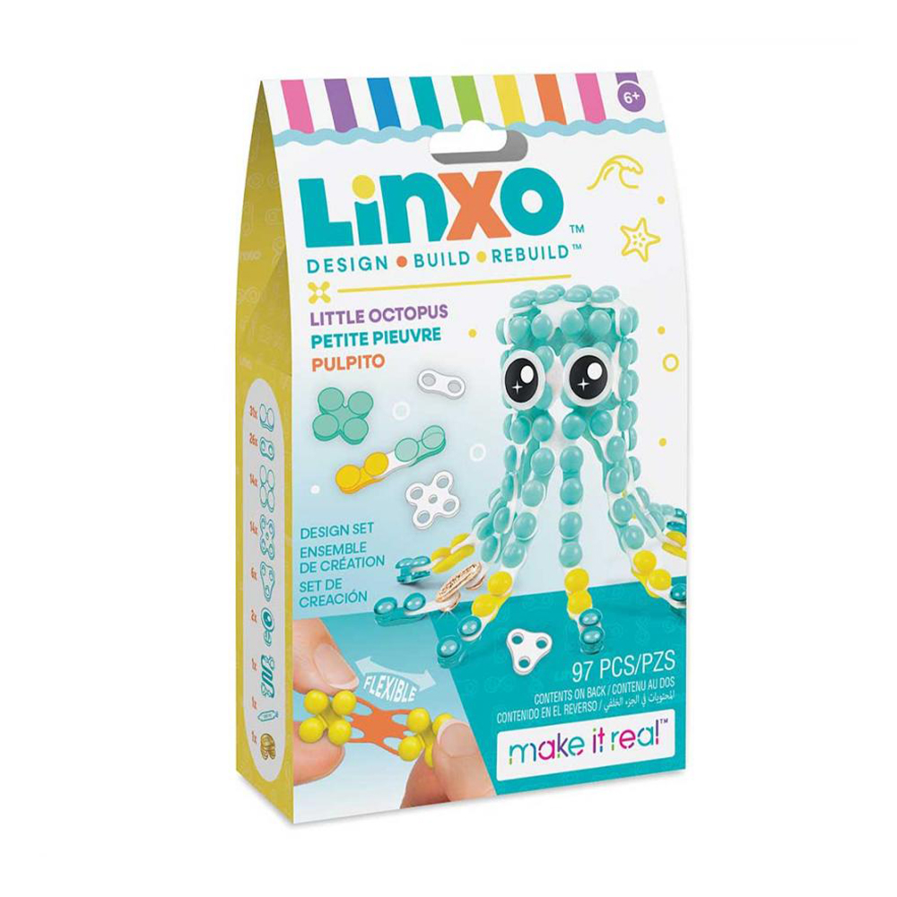 Набір для створення брелоків-трансформерів Make it Real Linxo Звірята Восьминіг, 97 елементів, від 6 років, 15.24*9.25*3.81 см (MR6101-4)